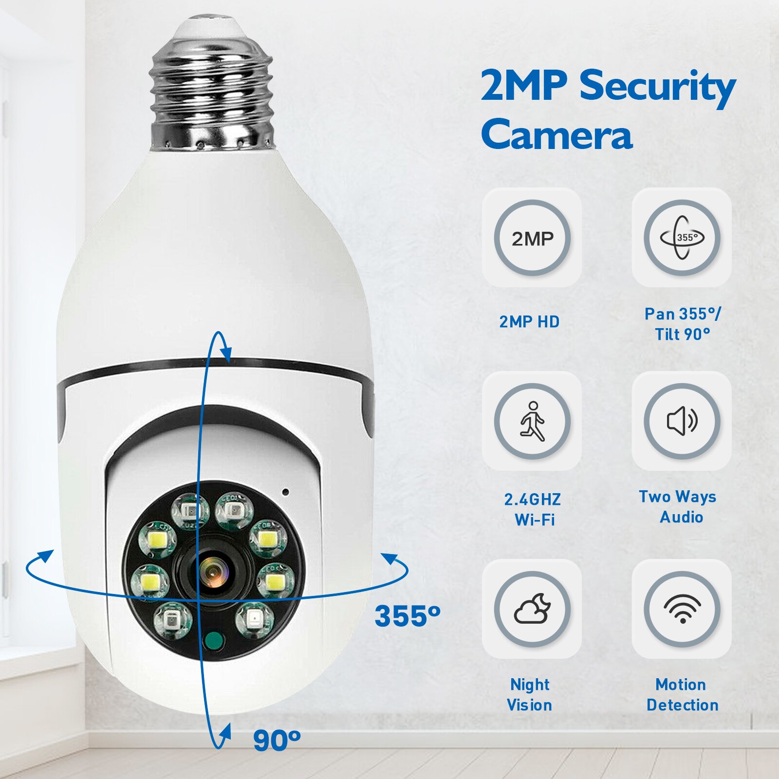 Mini Convenient Home Remote Surveillance Camera Smart HD Bulb Monitor Security Indoor WiFi Wireless Camera - Image 3