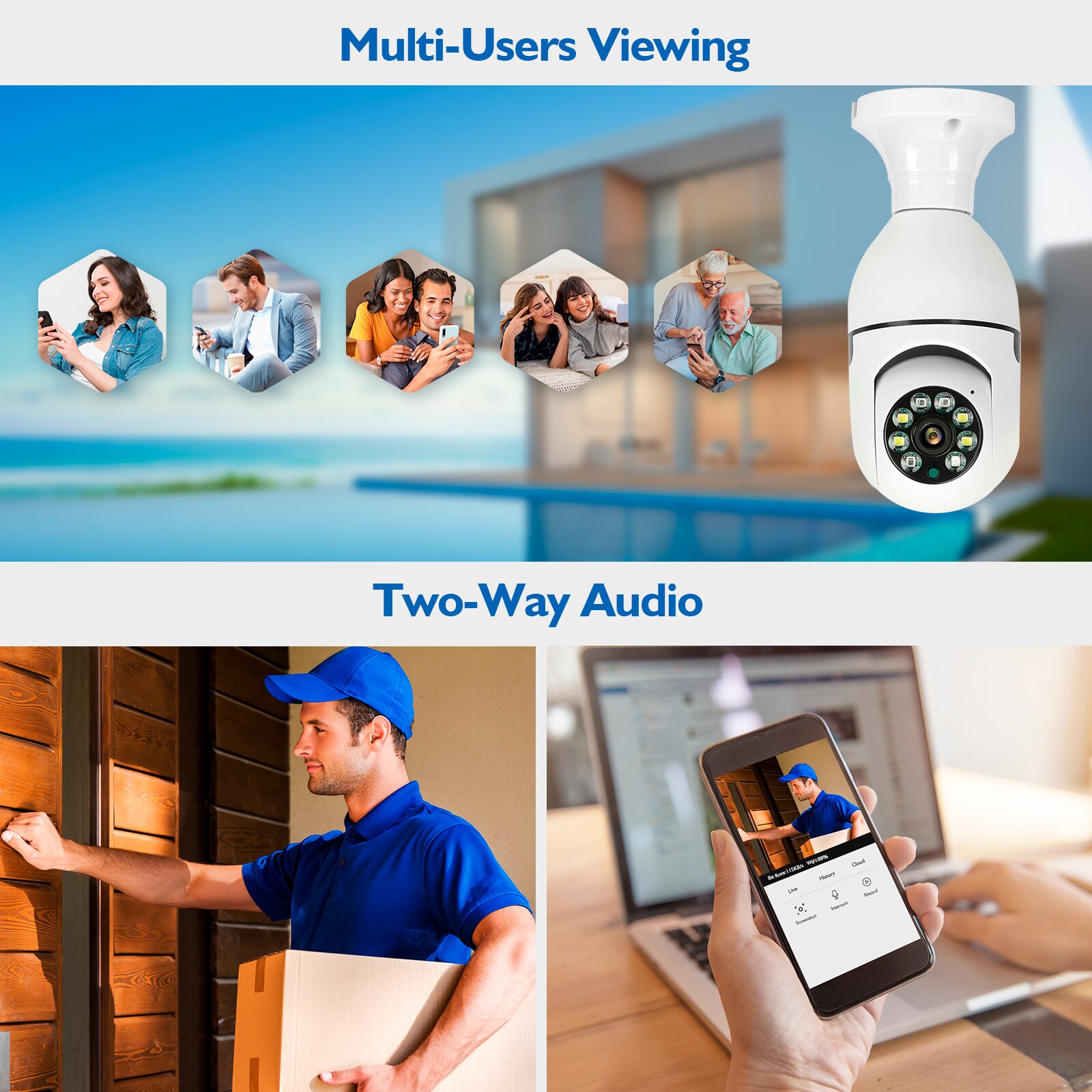 Mini Convenient Home Remote Surveillance Camera Smart HD Bulb Monitor Security Indoor WiFi Wireless Camera - Image 5