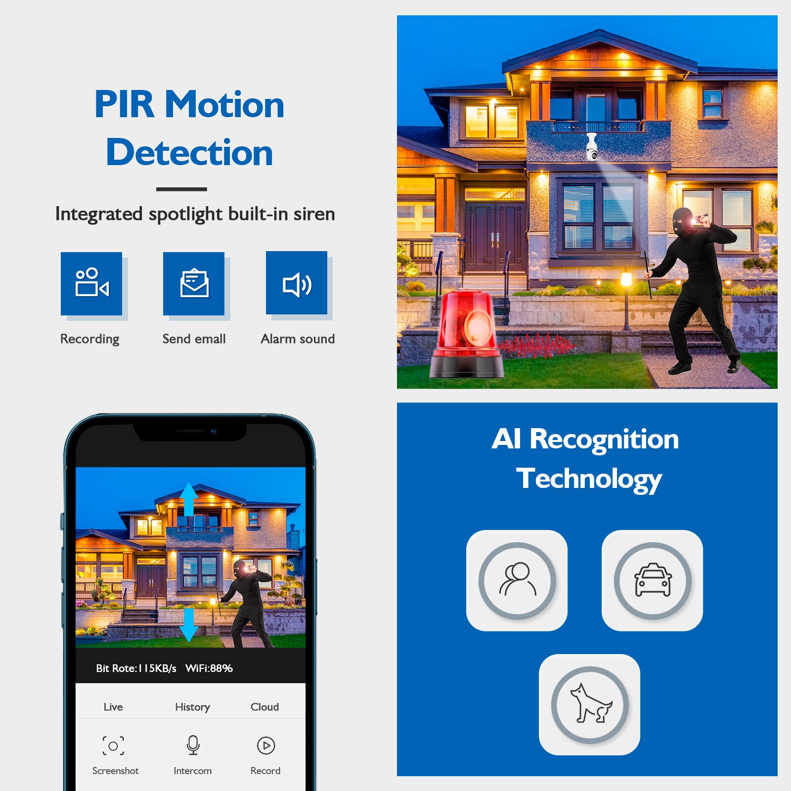 Mini Convenient Home Remote Surveillance Camera Smart HD Bulb Monitor Security Indoor WiFi Wireless Camera - Image 6