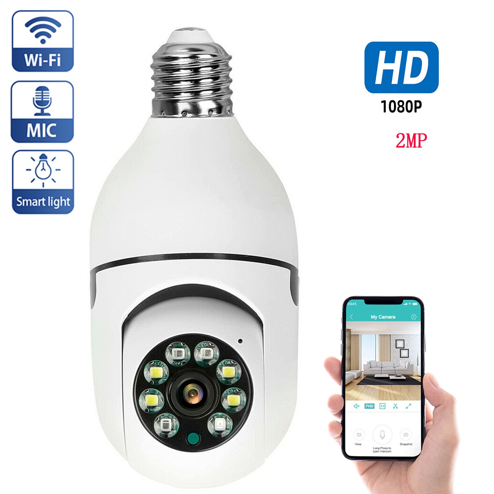 Mini Convenient Home Remote Surveillance Camera Smart HD Bulb Monitor Security Indoor WiFi Wireless Camera