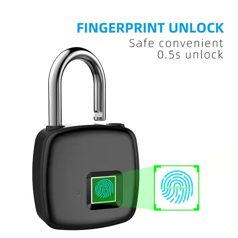 USB Rechargeable Smart Padlock Keyless Fingerprint Lock IP65 Waterproof Anti-Theft Security Padlock Door Luggage Case Bag Lock - Image 5