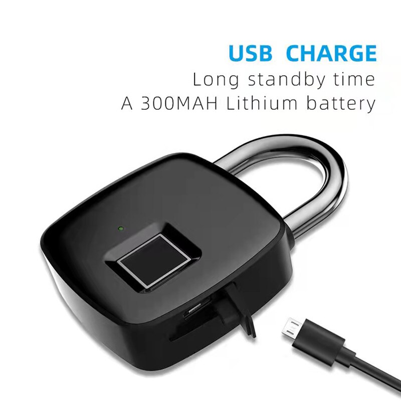 USB Rechargeable Smart Padlock Keyless Fingerprint Lock IP65 Waterproof Anti-Theft Security Padlock Door Luggage Case Bag Lock - Image 6