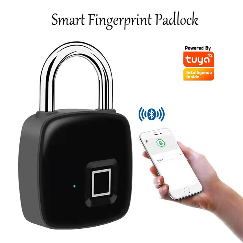 USB Rechargeable Smart Padlock Keyless Fingerprint Lock IP65 Waterproof Anti-Theft Security Padlock Door Luggage Case Bag Lock