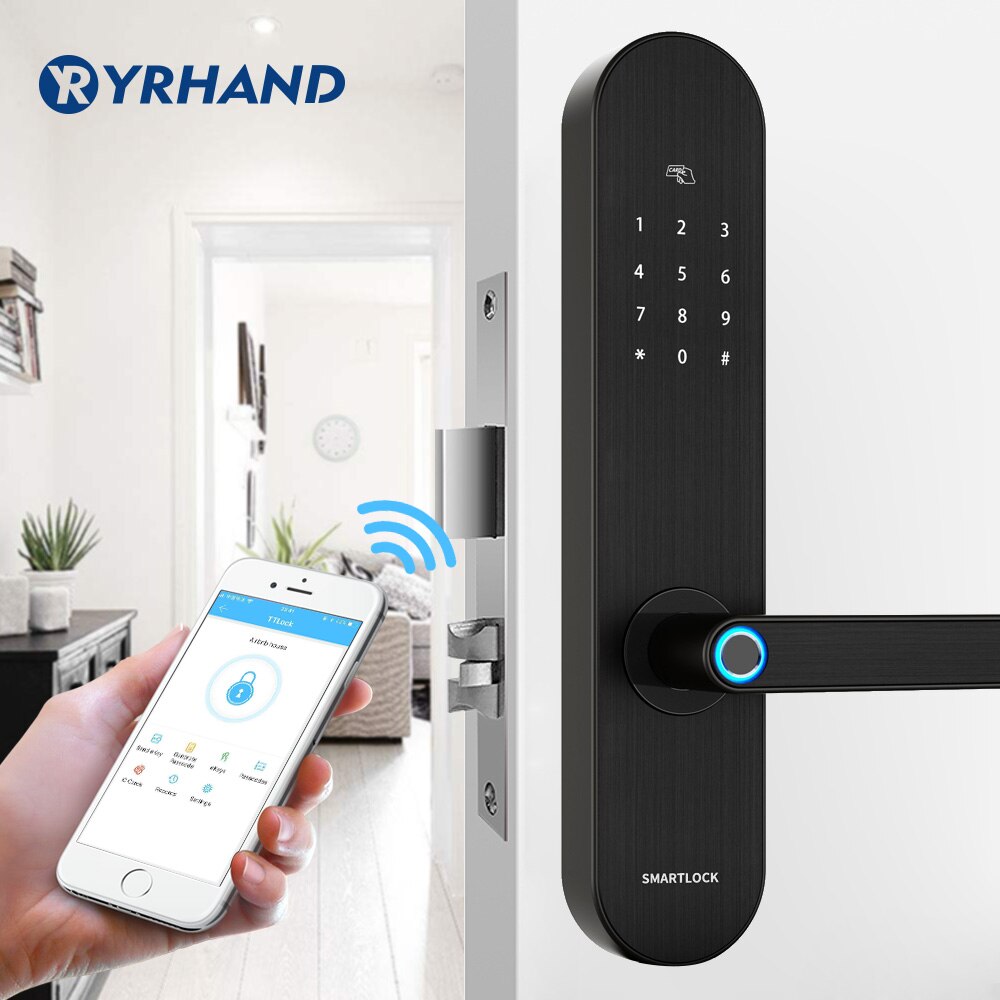 YRHAND Biometric Fingerprint Lock, Security Intelligent Lock With WiFi APP Password RFID Unlock,Door Lock Electronic Hotels - Image 2