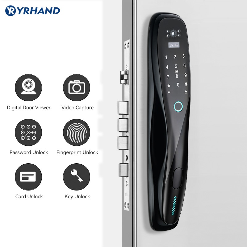 YRHAND Smart Door Lock Fingerprint Digita Camera Home Security Visible Electronic Locks - Image 3