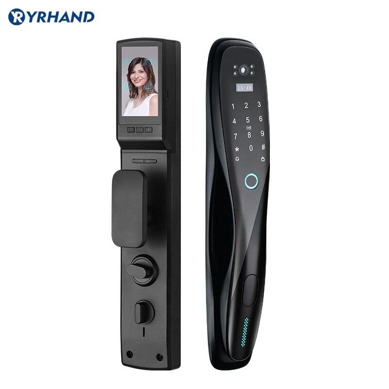 YRHAND cerraduras inteligentes Security Biometric Fingerprint Digital Smart Front Door Lock with Camera and Audio
